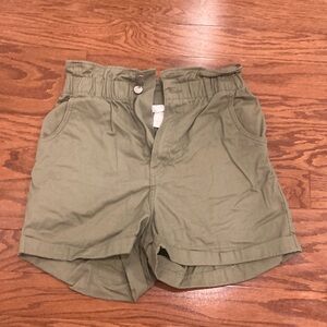 high rise green shorts